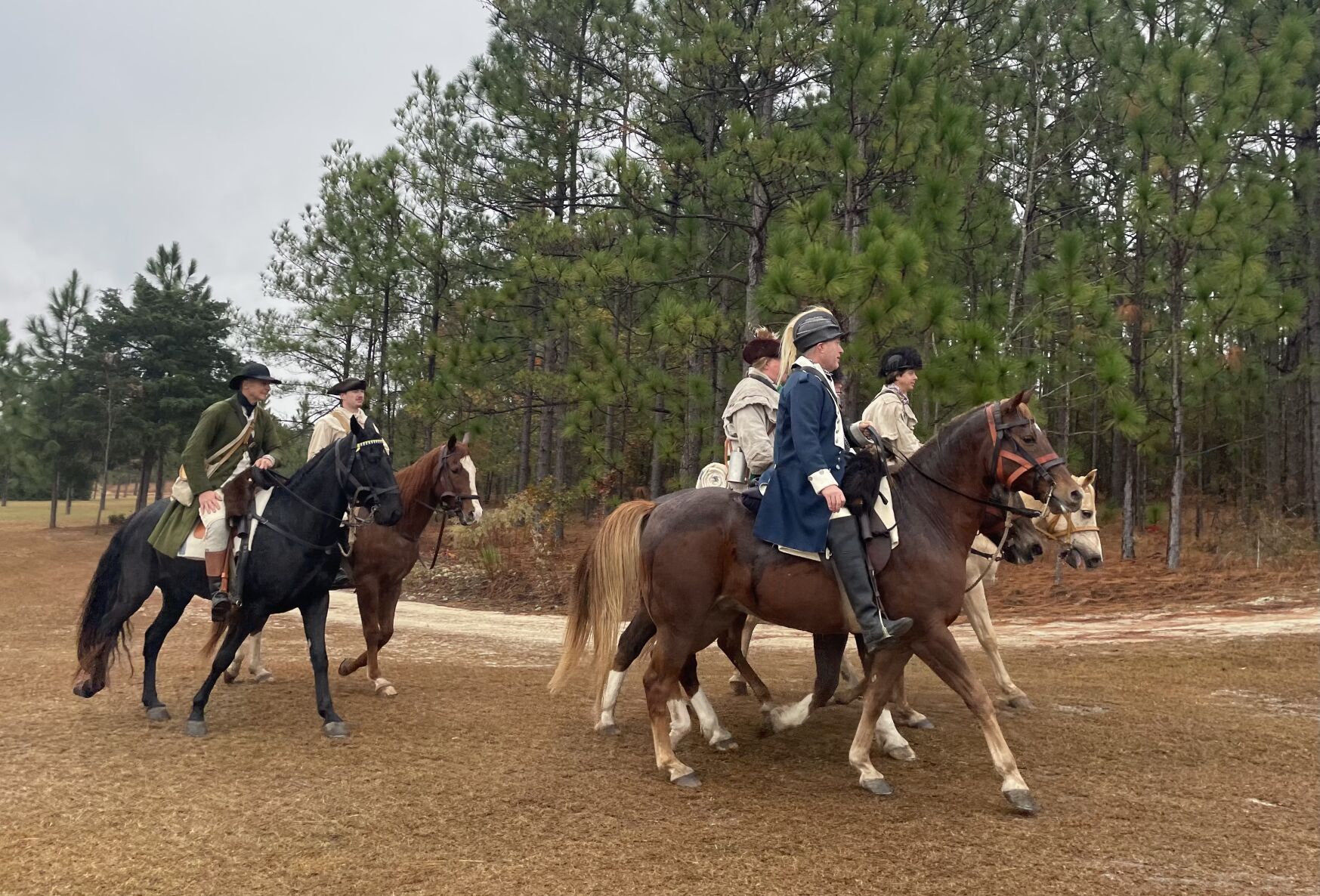Volunteers on horseback in Revolutionary War reenactment